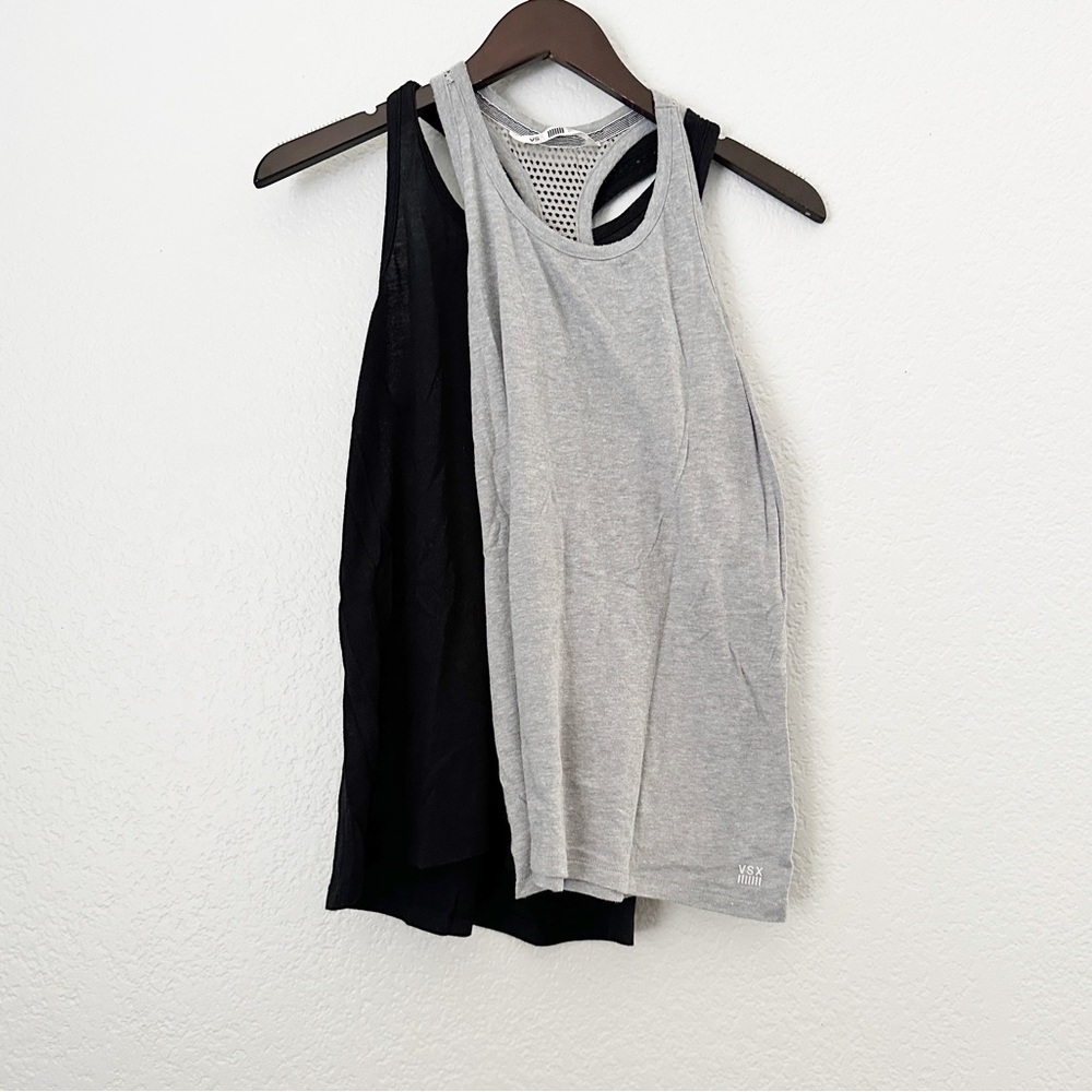 VICTORIA’S SECRET Sport 2 Black & Gray Racerback Tanks Bundle XS